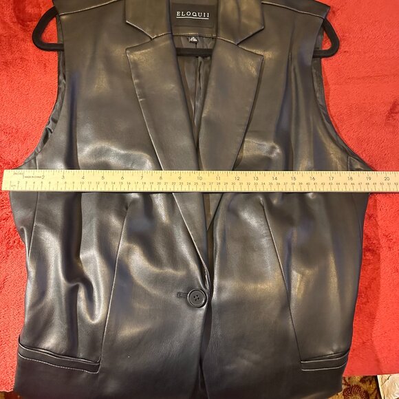 Black Faux Leather Belted Vest - Size 14 - Picture 9 of 9